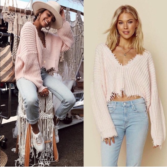 Wildfox Sweaters - NWT! Wildfox Palmetto Fringe Sweater - pink
